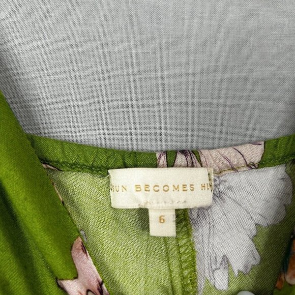 Sun Becomes Her Revolve Womens Dress 6 Green Solstice Trapeze Maxi Floral Tiered - Picture 5 of 11